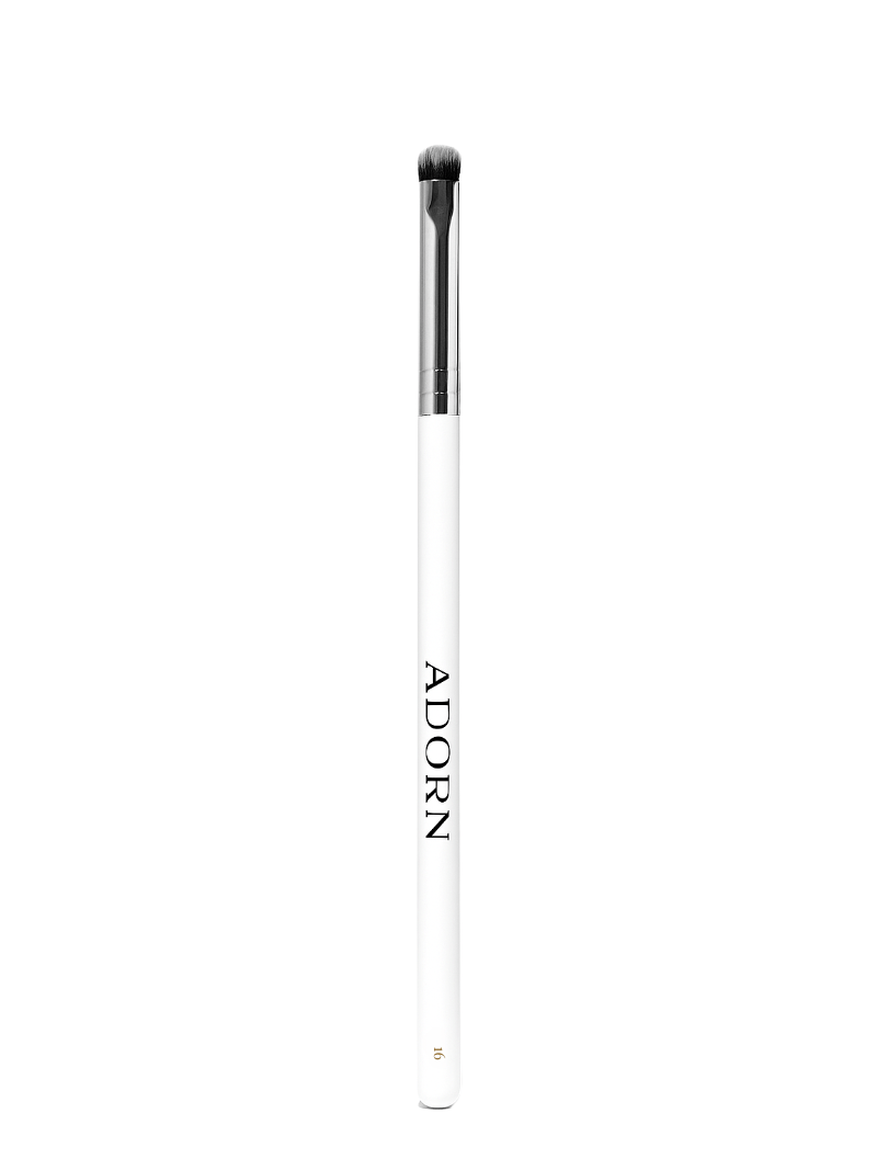 Vegan eyeshadow makeup brush with Adorn branding — soft synthetic bristles