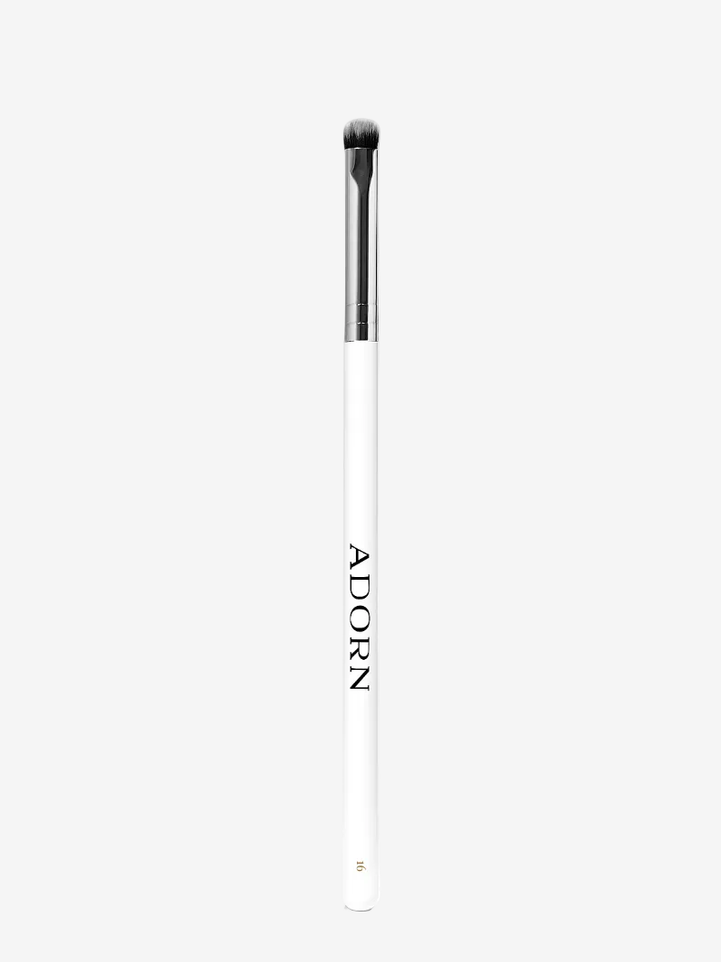 Vegan eyeshadow makeup brush with Adorn branding — soft synthetic bristles