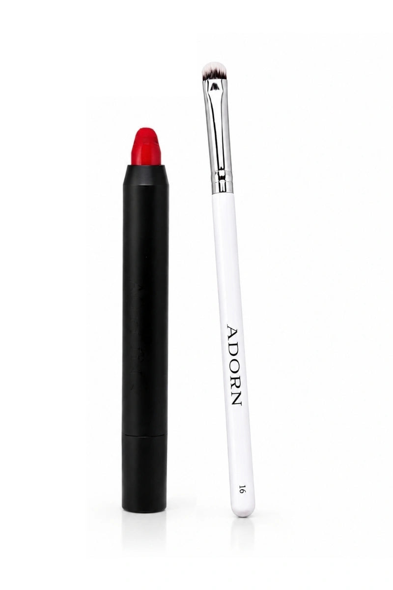 Red Lip Crayon with lip brush by Adorn Cosmetics