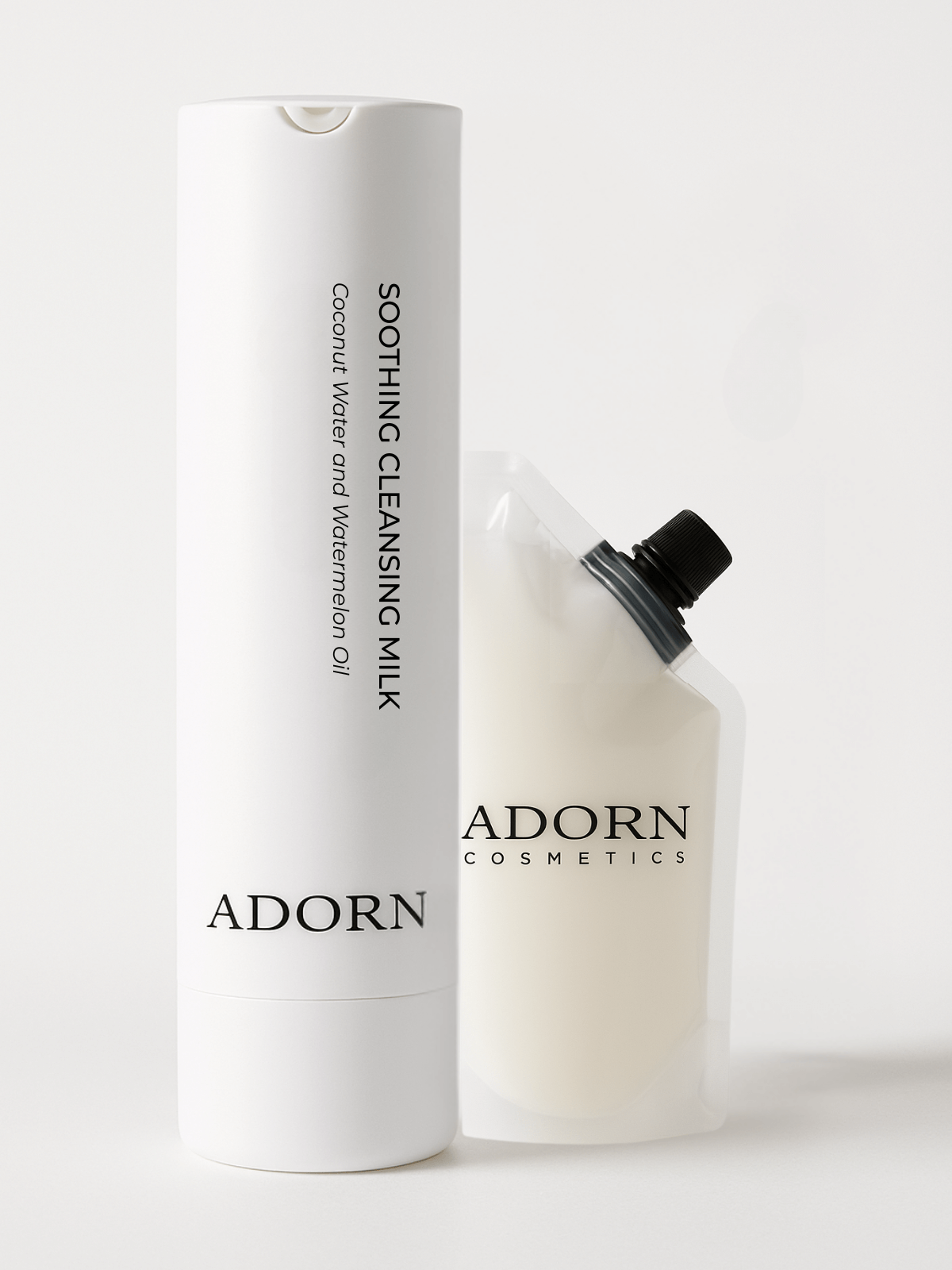 Adorn Cosmetics the best cleanser for mature skin and packaging on a white background