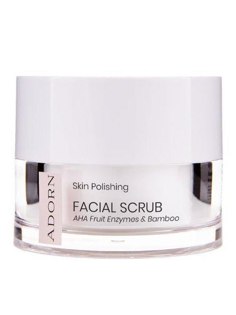 ADORN Bamboo + AHA Fruit Enzyme Face Scrub gentle for mature skin.