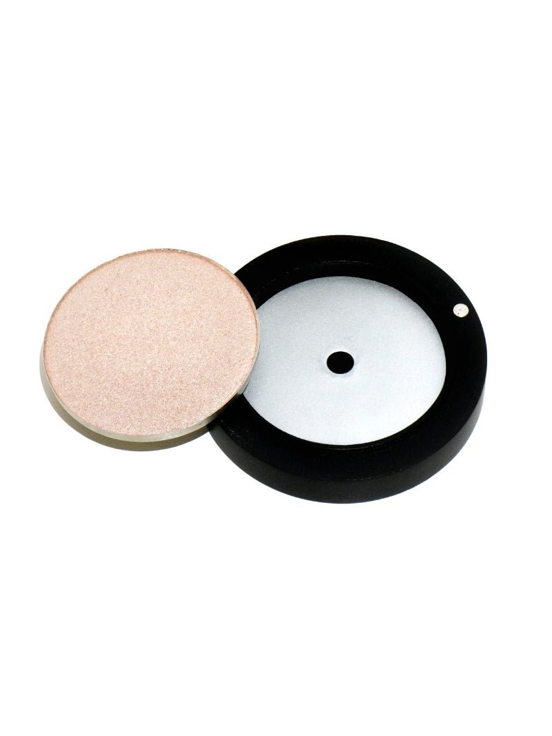 Magnetic Stack Middle Section part and mineral eyeshadow refill pan for Mineral makeup compact stacks on a white background.