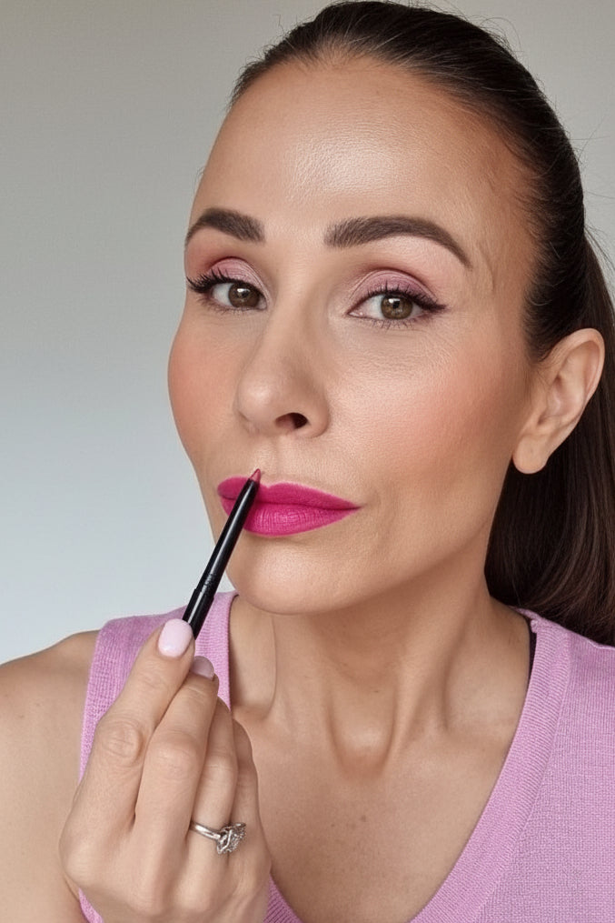 Mineral lip liner in pink — Adorn vegan lip pencil