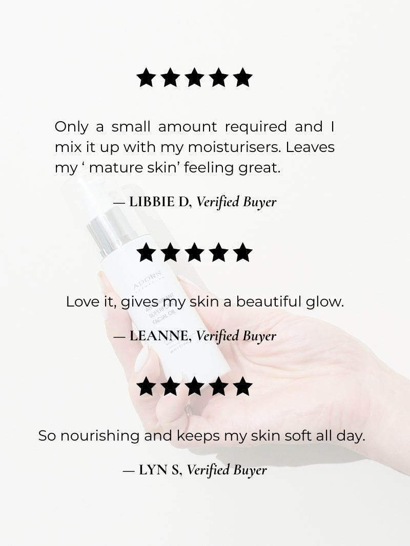 The best face oil australia for dry mature skin reviews, shop at Adorn Cosmetics