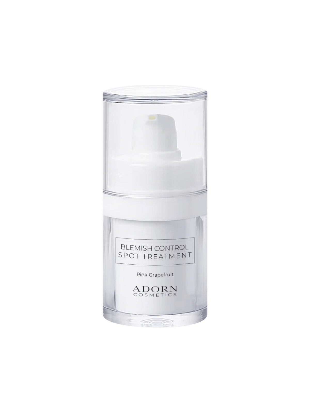 Blemish control spot treatment bottle with 'Adorn Cosmetics' branding on a white background