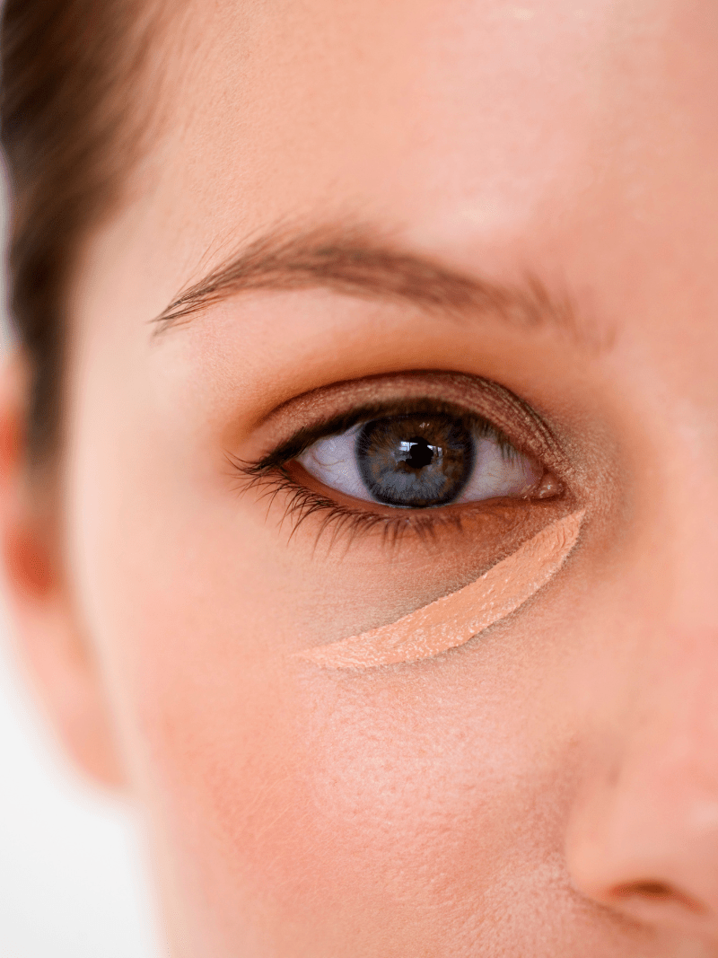 Peachy sleep Best Concealer for Dark Circles for mature skin on woman's undereye.