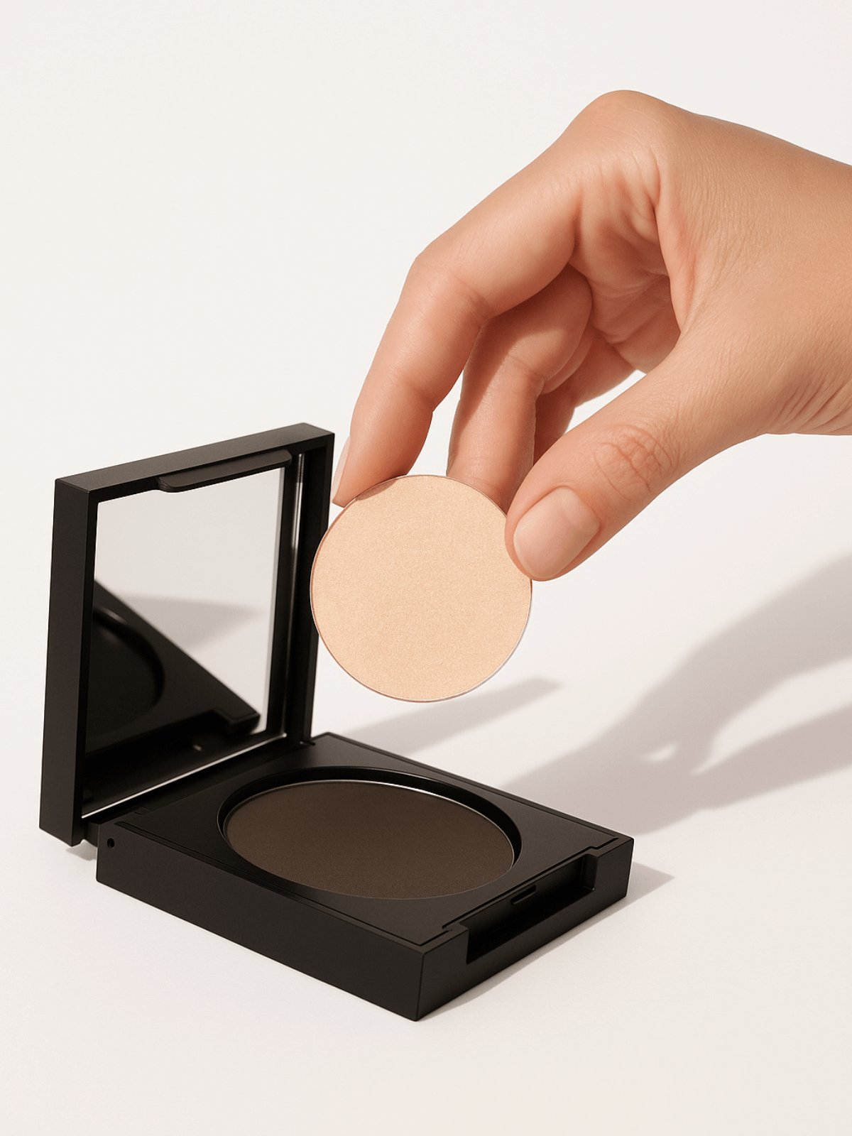 Refillable makeup compact for pressed powder foundation — eco-friendly Adorn design