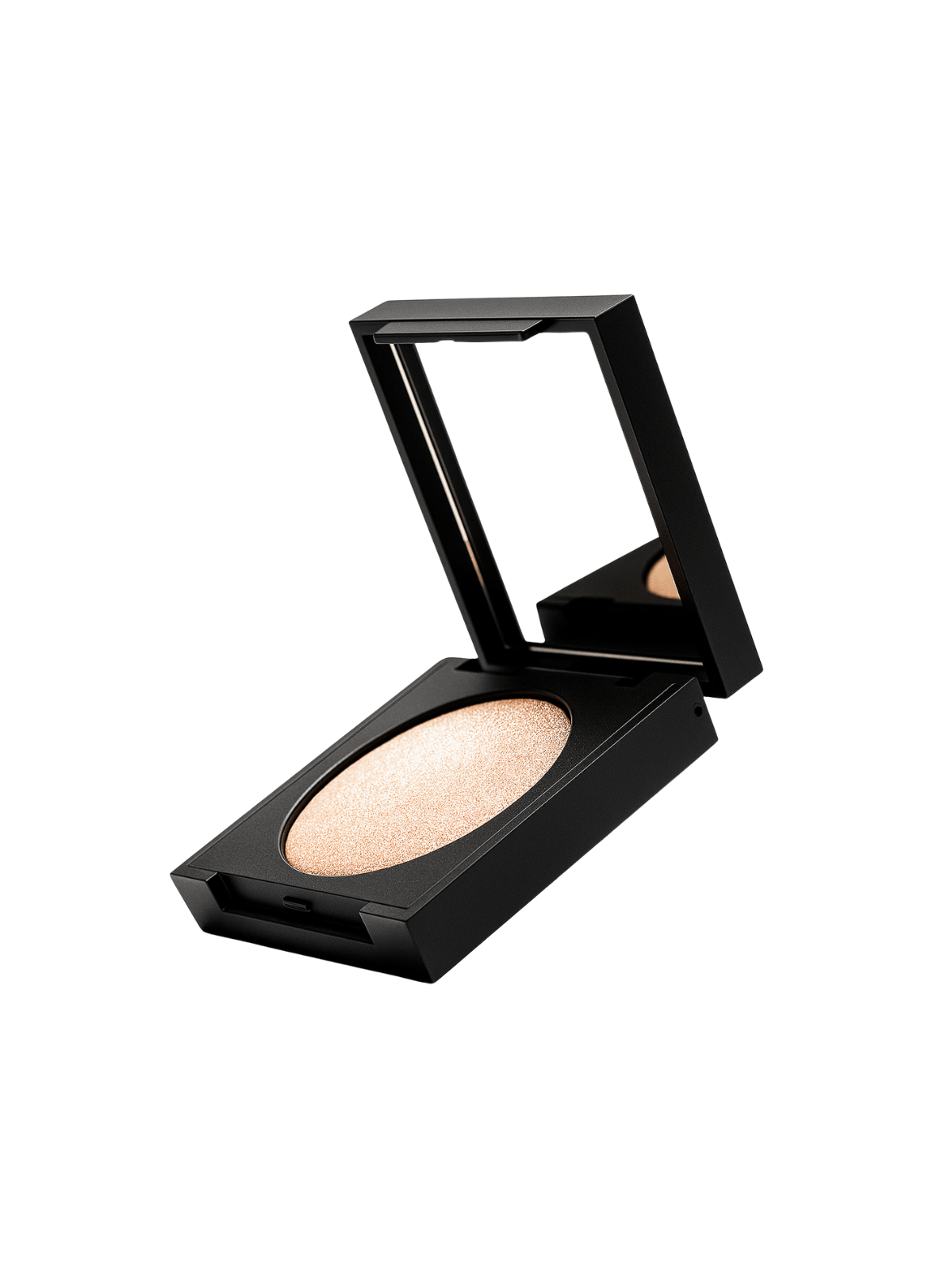 Compact powder in a black case on a white background
