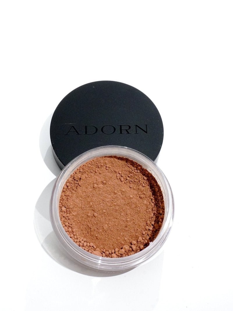 ADORN Mineral SPF 20+ Foundation loose powder for mature skin on a white background.