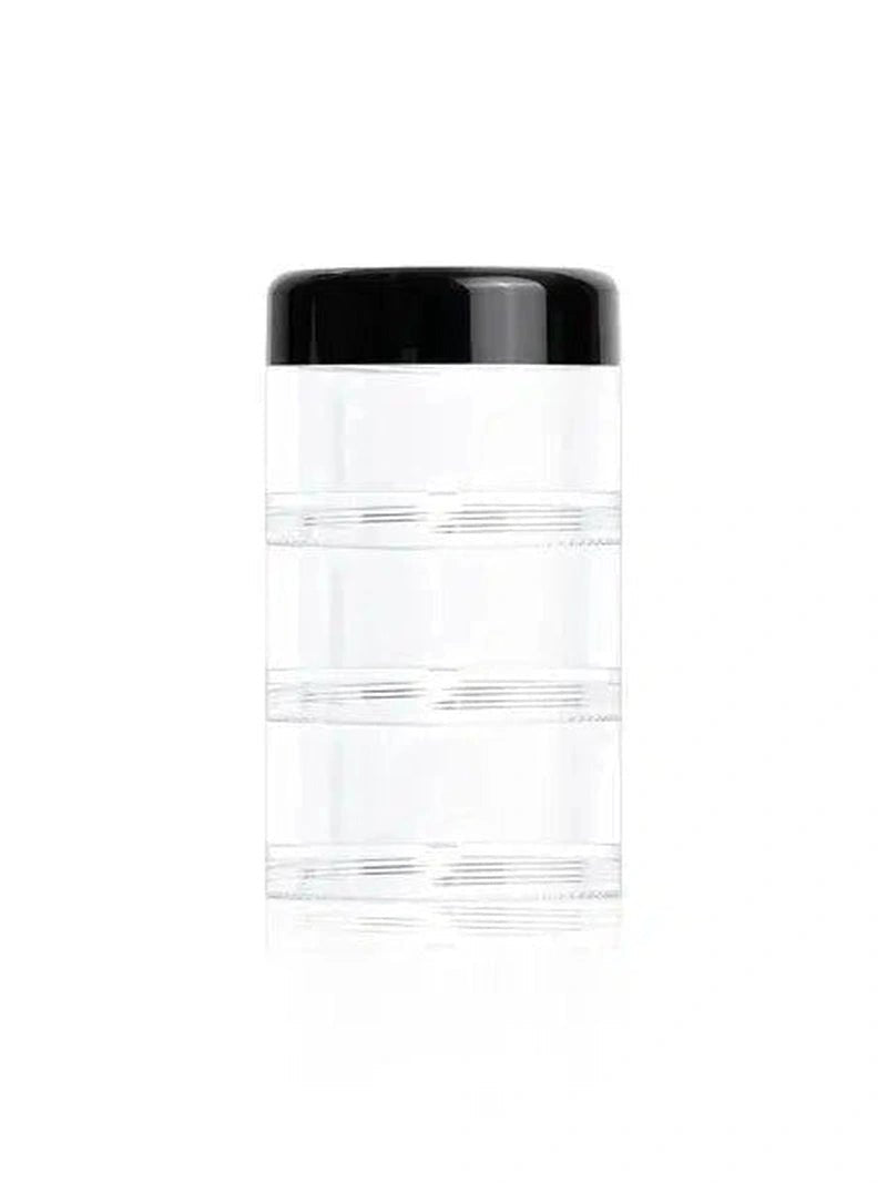 Adorn stackable travel jars showing magnetic stack design — eco-friendly refillable beauty packaging