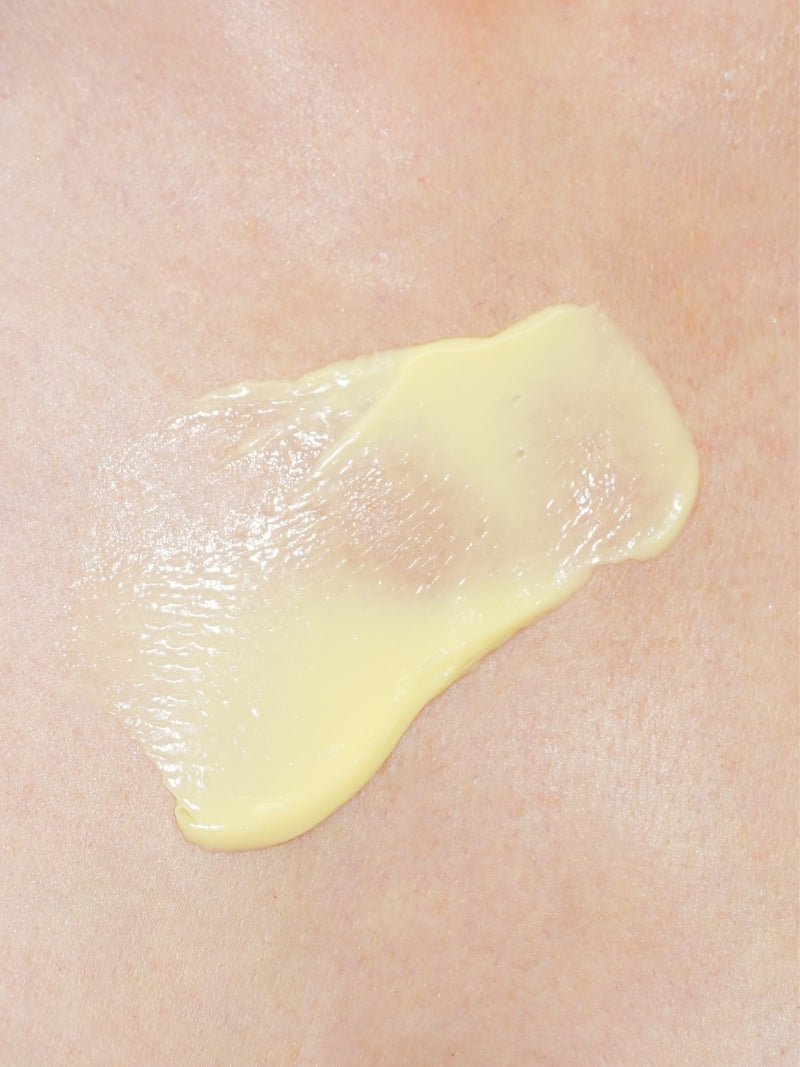 Best night cream for glowing skin Vitamin E Night Repair Face Cream texture swatch on mature skin.