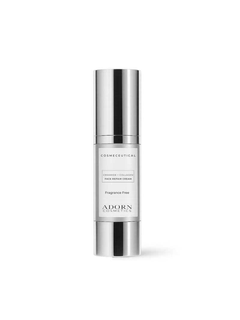 Collagen repair cream for mature skin against white background.