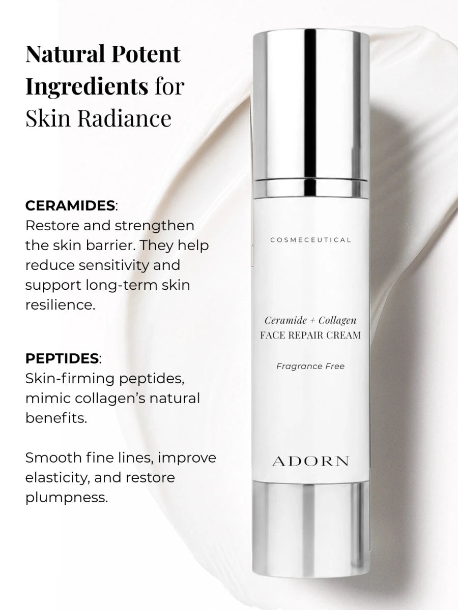 Collagen Repair Face Cream | Ceramides + Peptides Moisturiser - Adorn Cosmetics