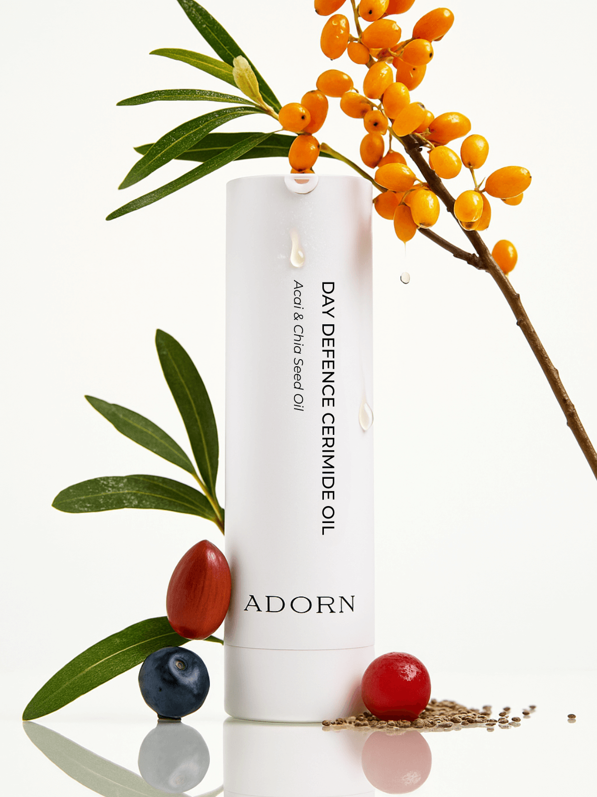 best face oil australia bottle with natural elements on a white background