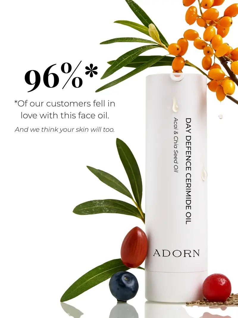 best face oil with natural elements on a white background