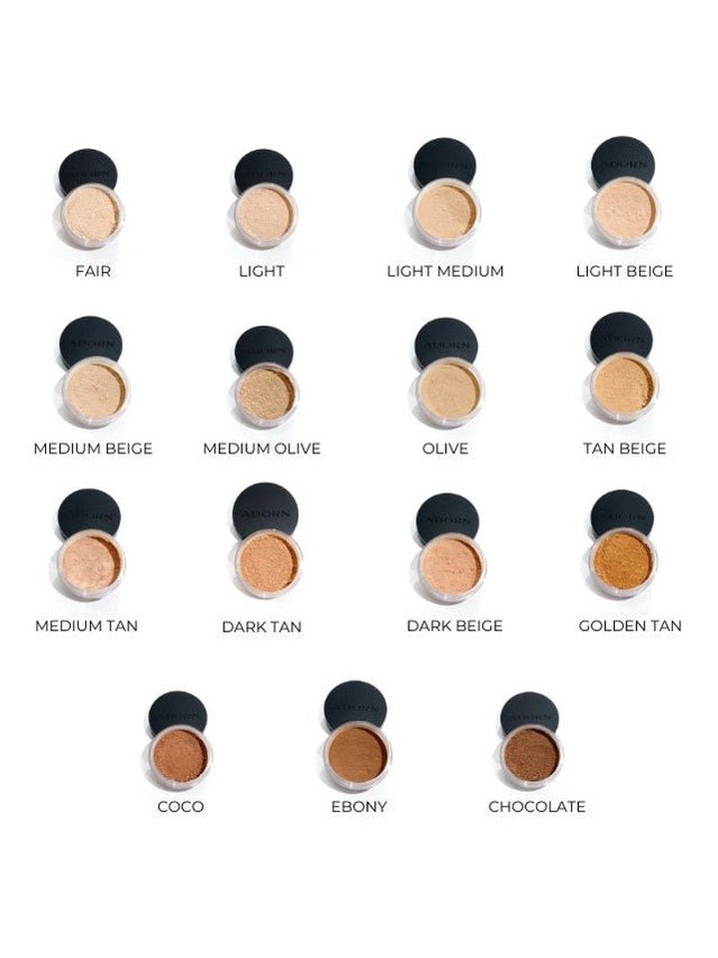 ADORN Mineral SPF 20+ Foundation shade swatches for mature skin