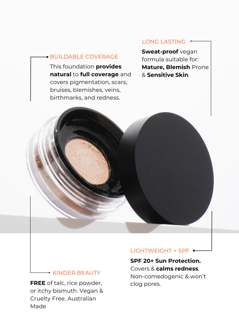 ADORN 'Match Me' Mineral SPF 20 Foundation Skin Benefits+ Free Kabuki Brush - Adorn Cosmetics