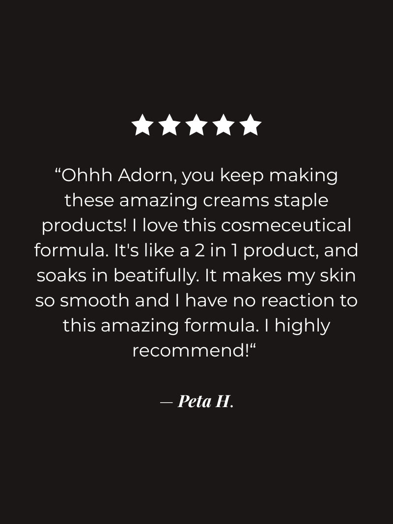 Five-star review for the best skin tightening cream for face and neck on a black background