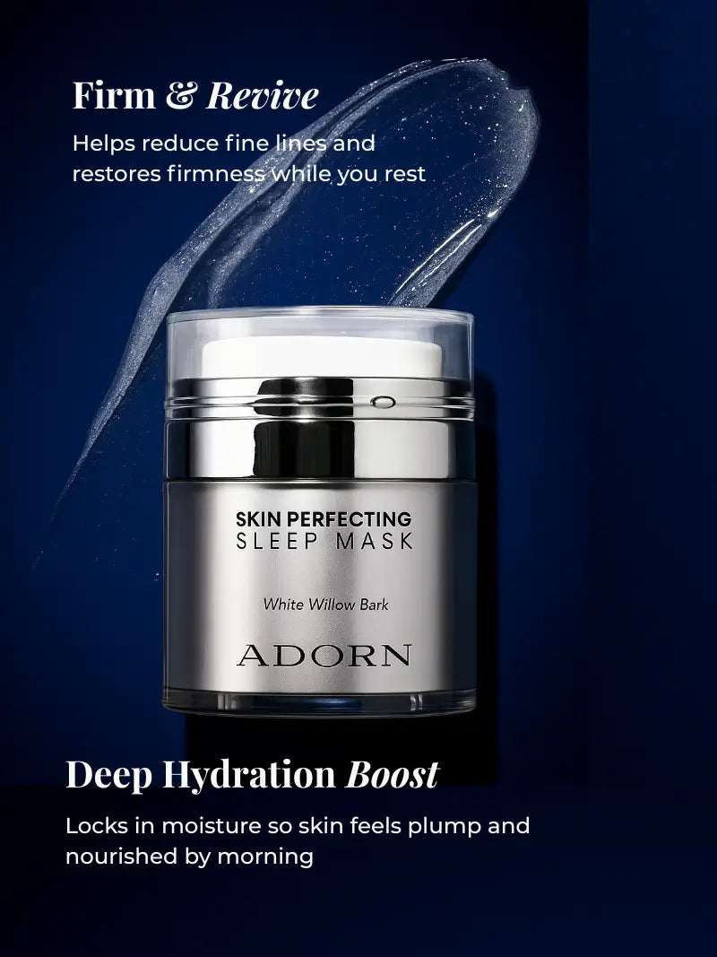 Adorn skin perfecting sleep mask with blue background