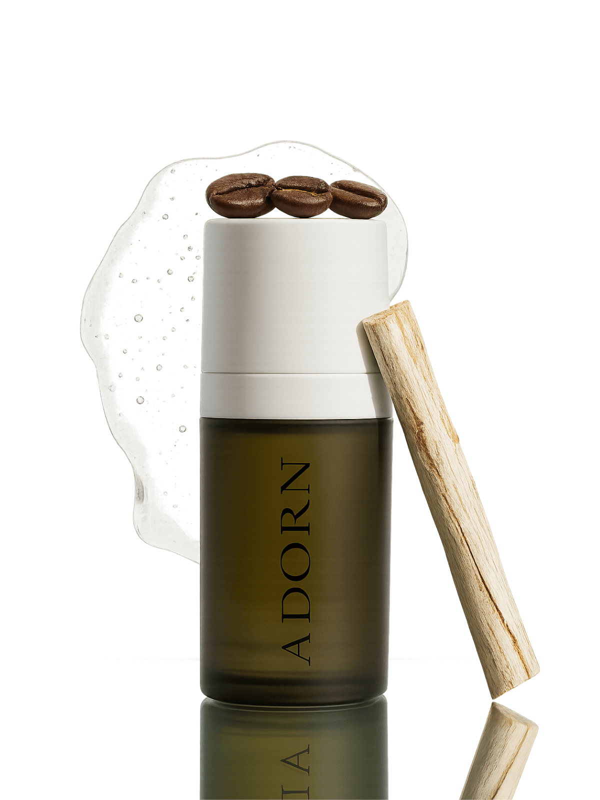 Skincare bottle labeled 'ADORN' on a white background