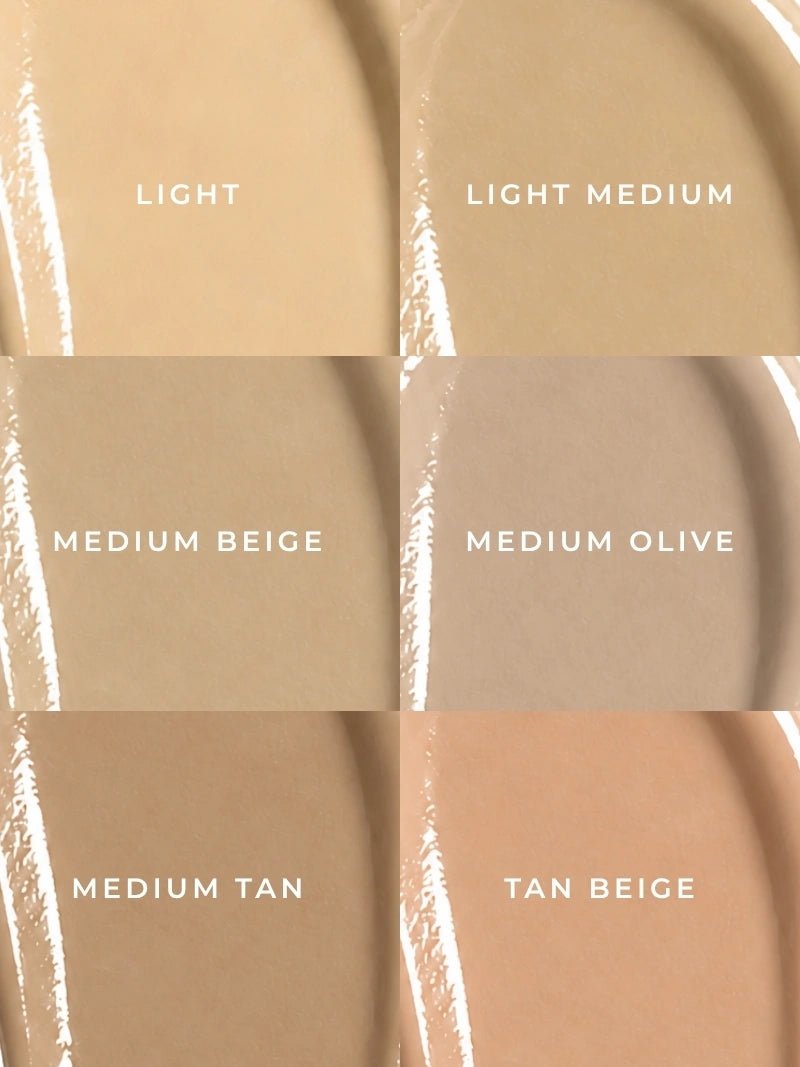 Adorn BB cream for mature skin shade swatches light light medium medium beige medium olive medium tan and tan beige natural radiant finish