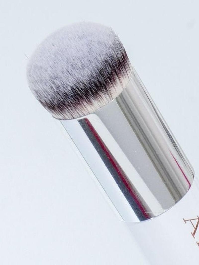 Cream makeup brush from Adorn Large vegan bristles up-close.