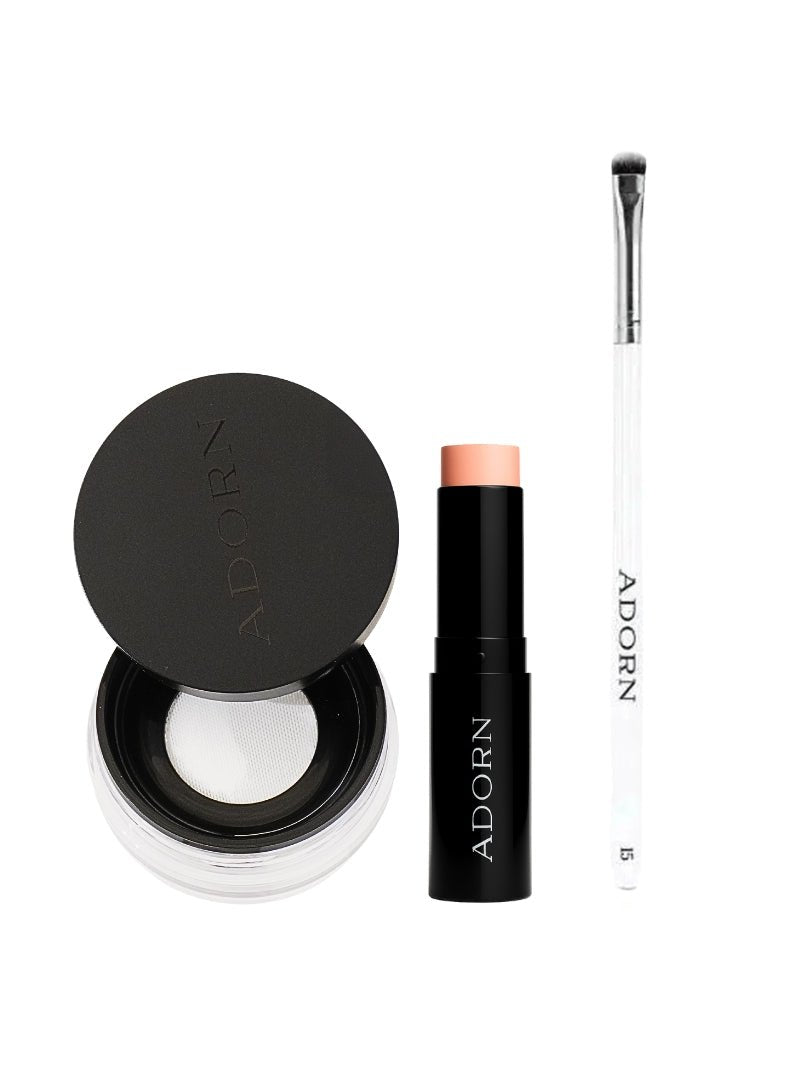 Mineral concealer for dark circles with a  mineral makeup set for mature skin