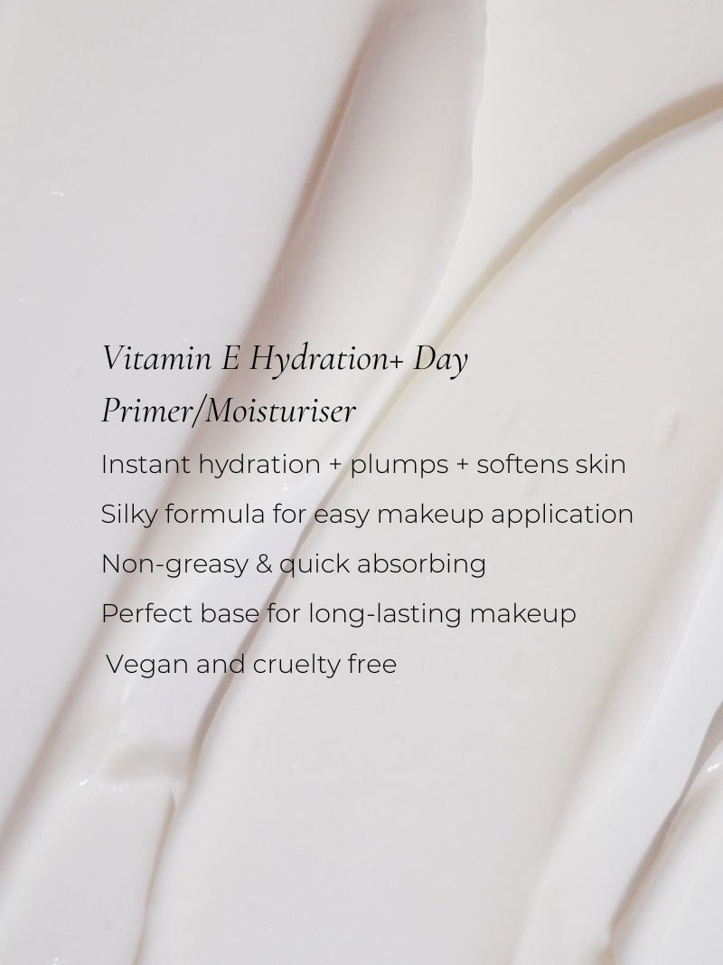 Makeup primer for mature skin with text and creamy texture.