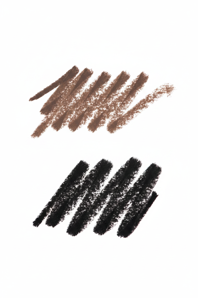 Long-wear eyeliner swatches in brown and black — Adorn vegan mineral liner