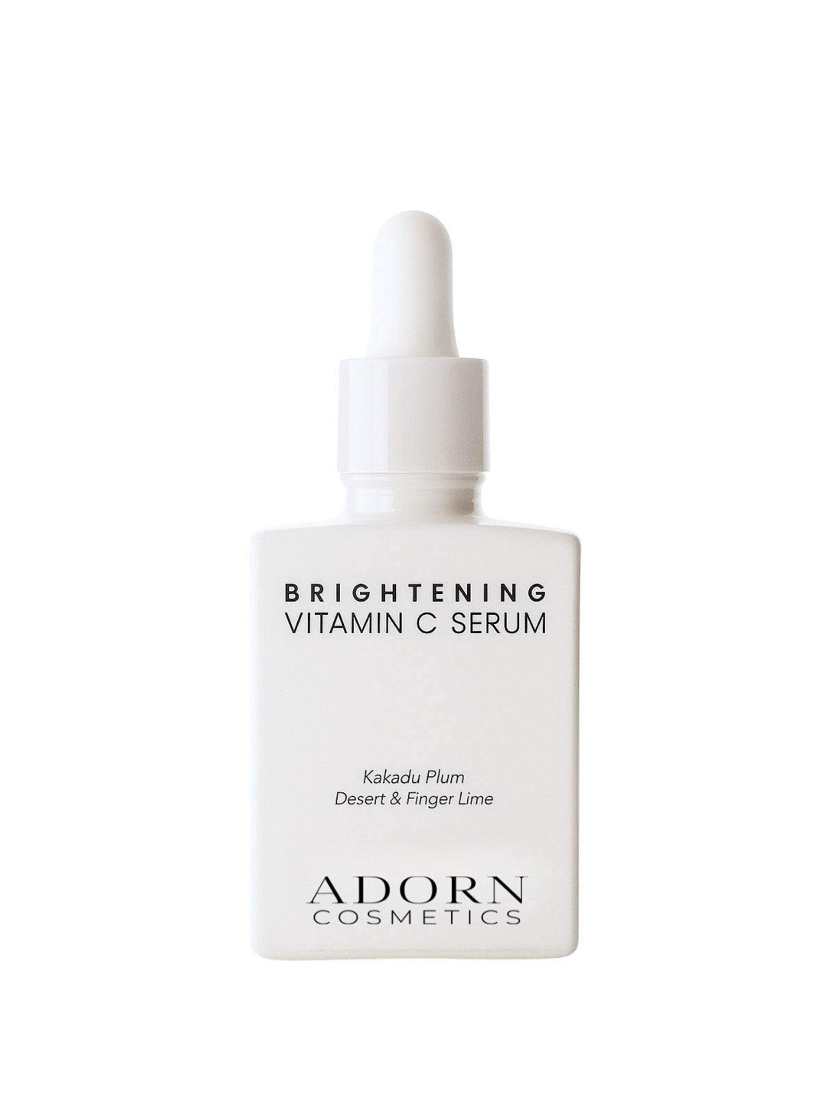 Best vitamin c serum for over 50, white bottle against a white background from Adorn Cosmetics.