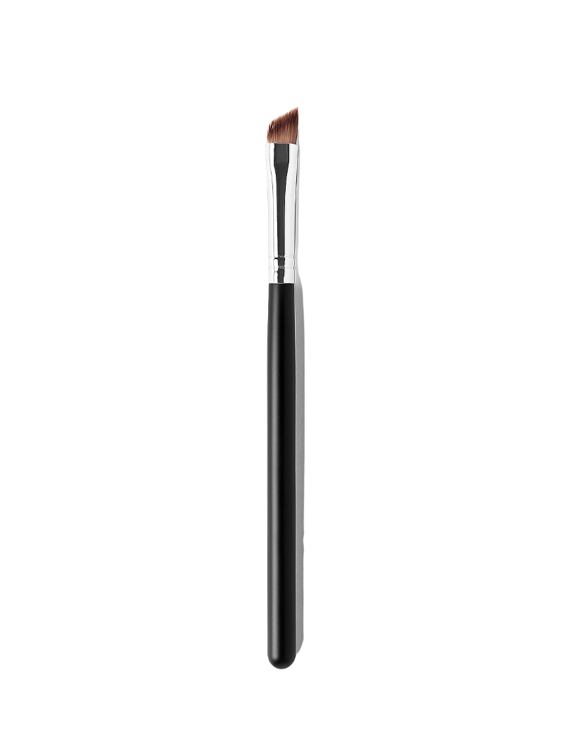Angled Liner brush with black handle and silver ferrule on a white background.