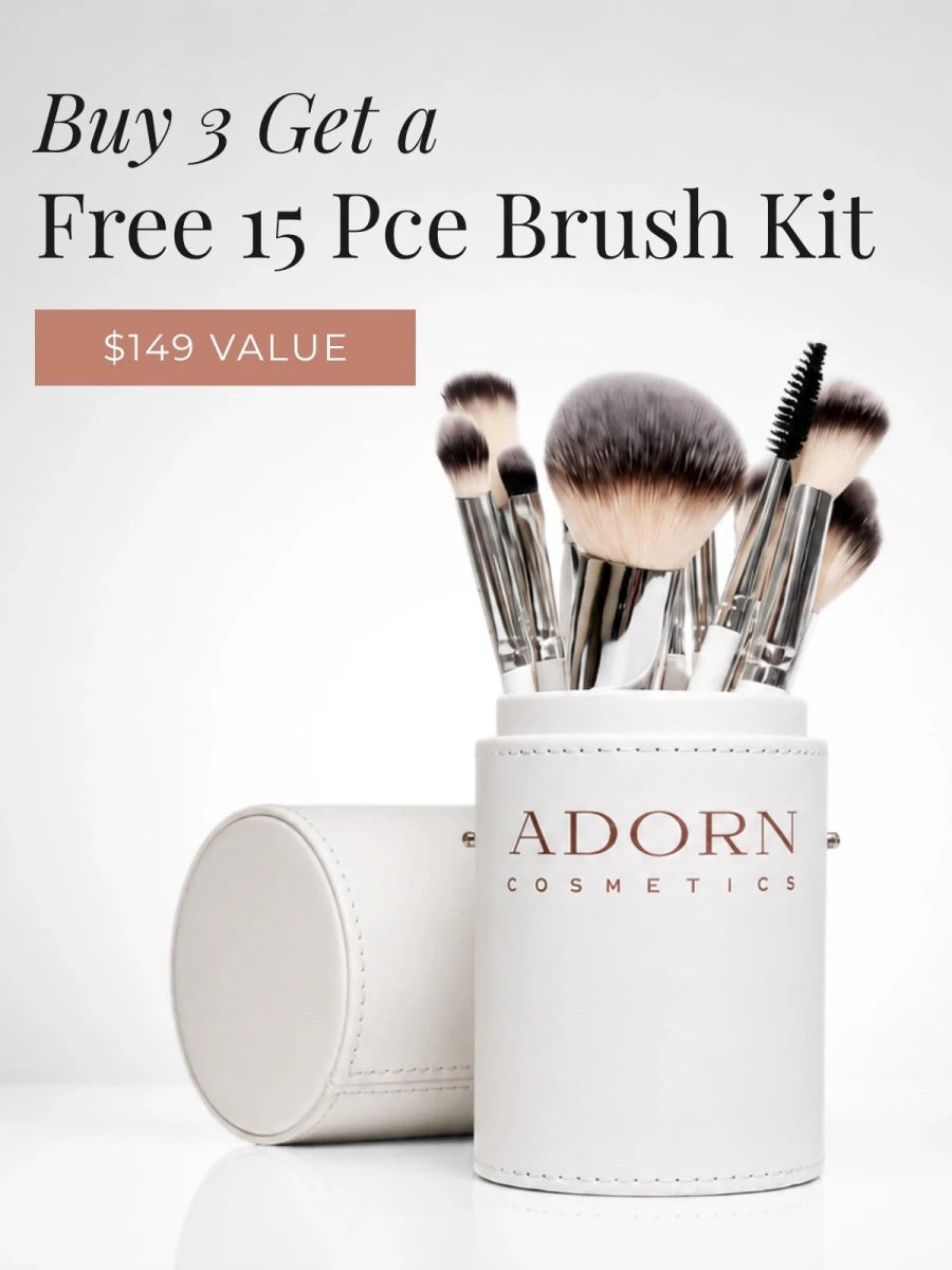 Buy 3 Products | Get A 15 PCE Makeup Brush Set - $149 Value FREE product - Adorn Cosmetics