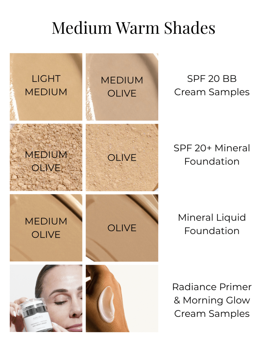 Foundation Samples & Shade Finder – 8 Samples, 4 Formulas Foundation - Adorn Cosmetics