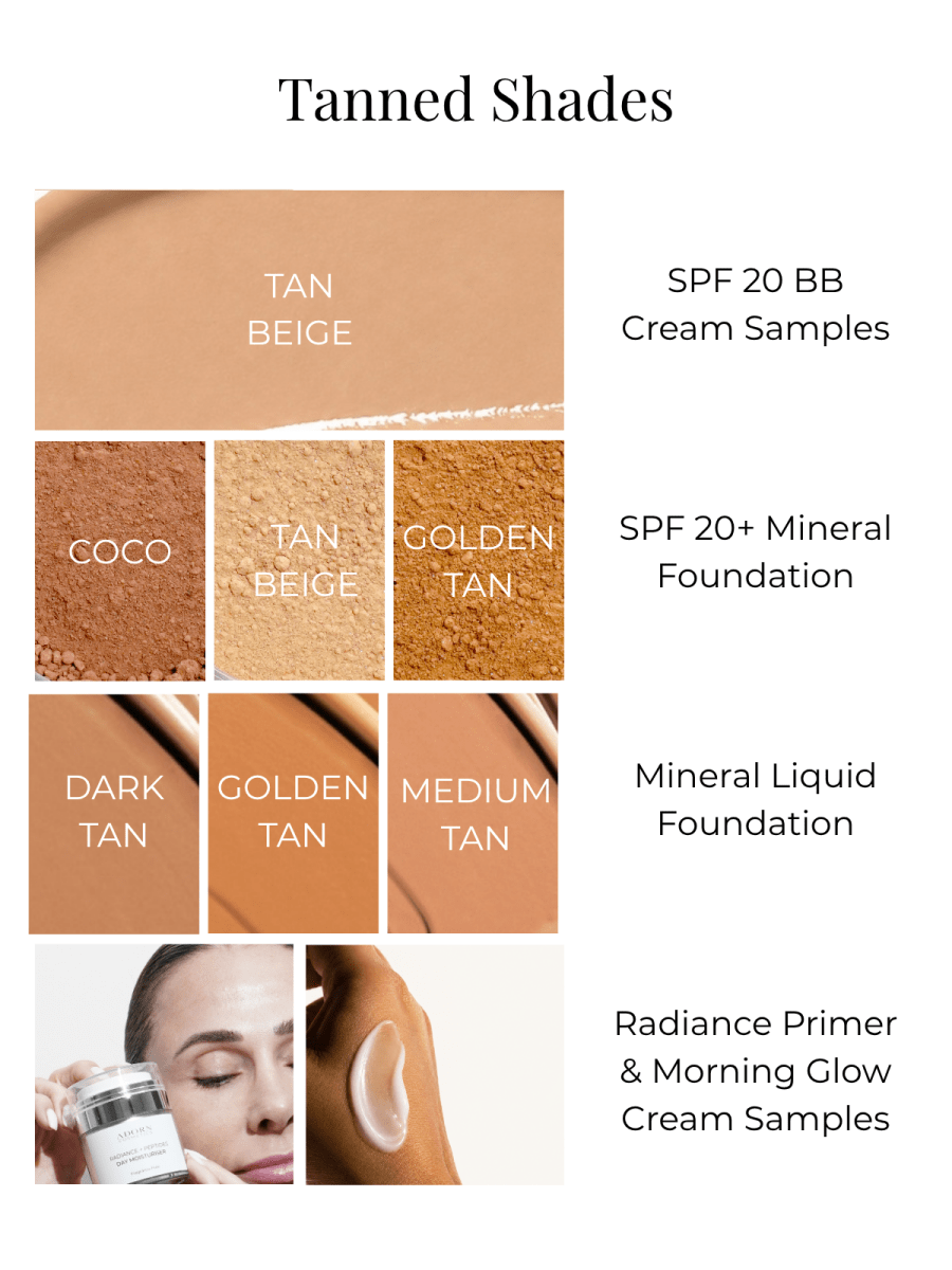 Foundation Samples & Shade Finder – 8 Samples, 4 Formulas Foundation - Adorn Cosmetics
