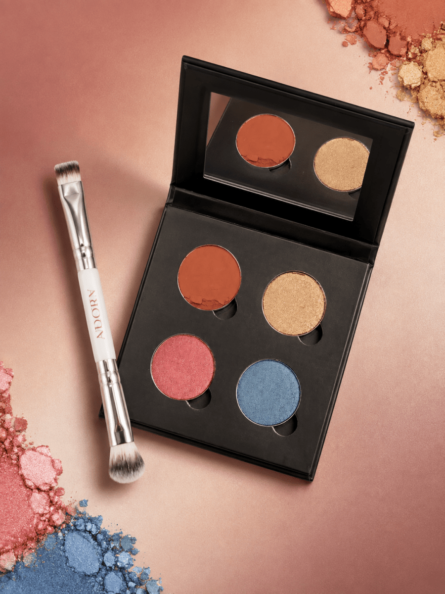 IMPERFECT Sunset Bloom Pressed Palette + Brush ONLY $60 - Adorn Cosmetics