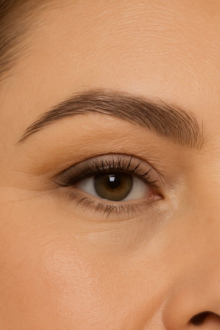 Woman's eyebrow close-up with best mineral eyebrow powder
