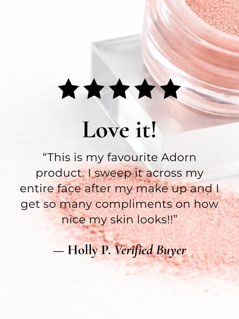 face highlighter with a five-star rating and positive review from a verified buyer on a white background.