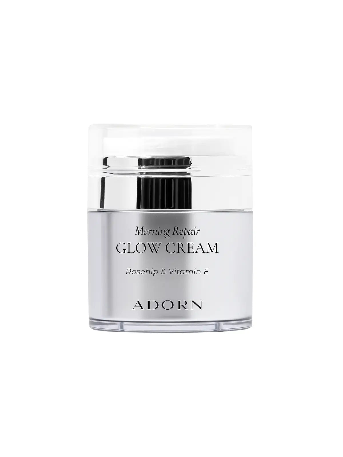 Jar of best day cream for mature skin by Adorn on a white background