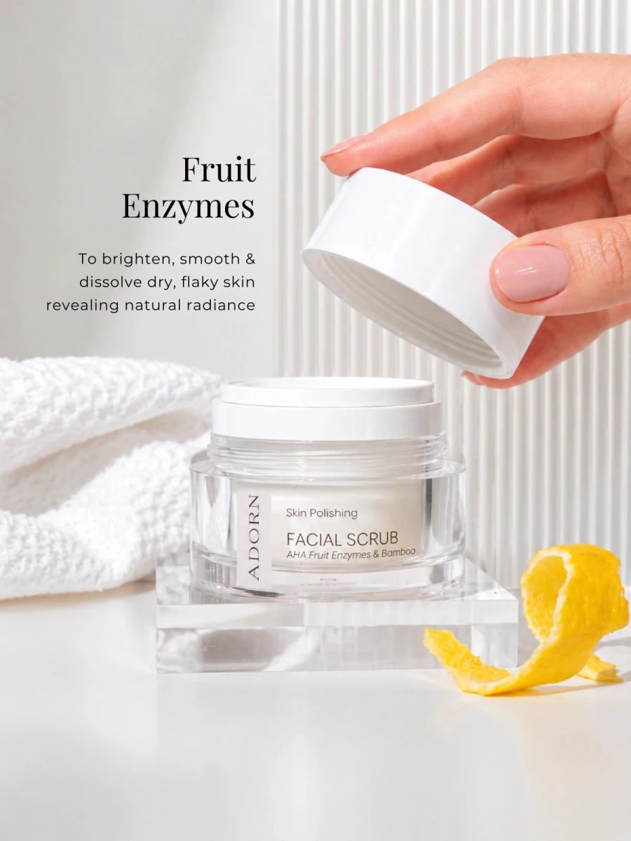 Natural Bamboo + AHA's Face Exfoliator | Refillable Exfoliator - Adorn Cosmetics