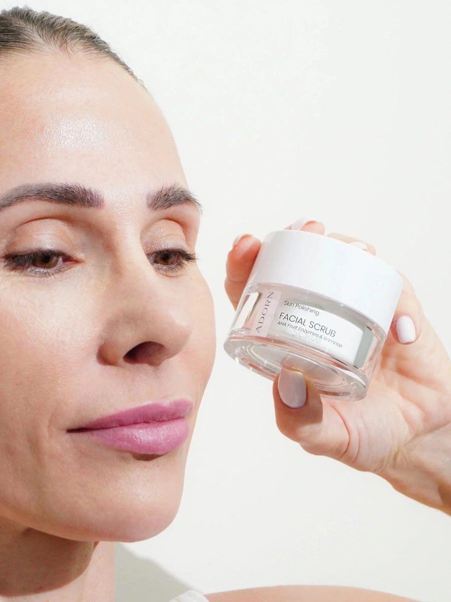 Natural Bamboo + AHA's Face Exfoliator | Refillable Exfoliator - Adorn Cosmetics