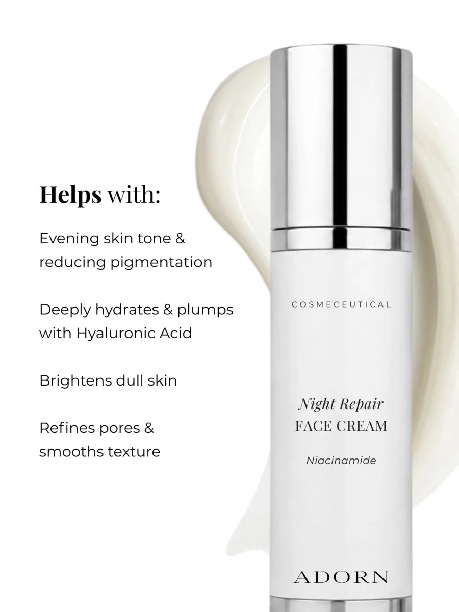 Niacinamide 10% Night Cream | Refillable Moisturiser & Eye Cream - Adorn Cosmetics