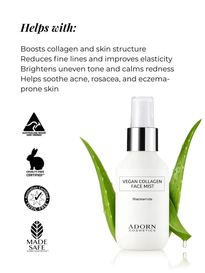 Collagen Repair Face Mist with niacinamide and vegan peptide benefits