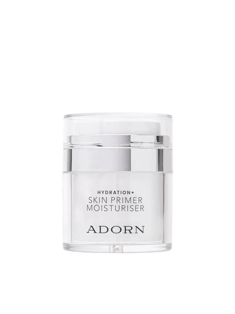 Adorn Hydrating Primer Moisturiser in a silver-lidded jar