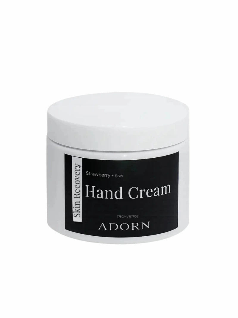 Hand cream container with black label on a white background